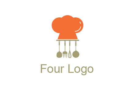 kitchen tools under chef cap logo