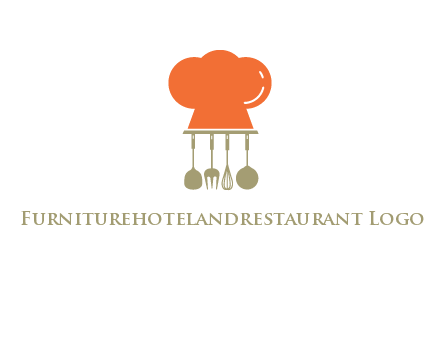 kitchen tools under chef cap logo
