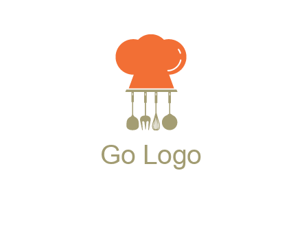 kitchen tools under chef cap logo