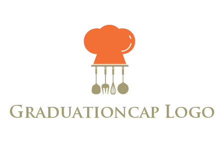 kitchen tools under chef cap logo