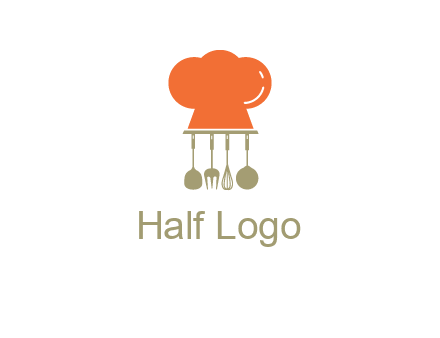 kitchen tools under chef cap logo