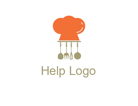 kitchen tools under chef cap logo