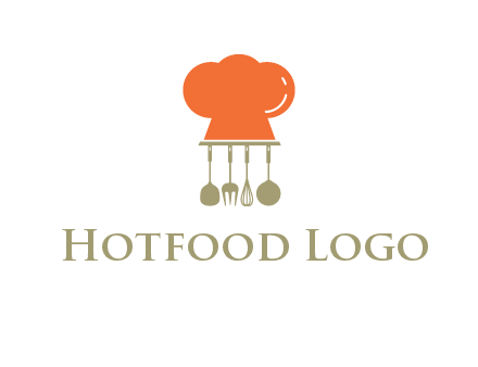kitchen tools under chef cap logo