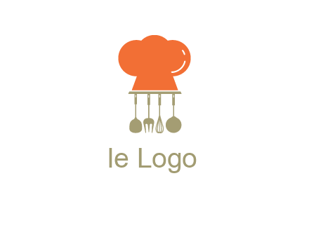 kitchen tools under chef cap logo