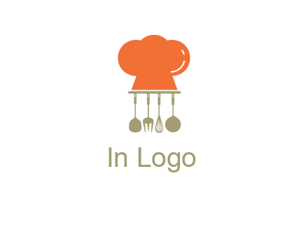 kitchen tools under chef cap logo