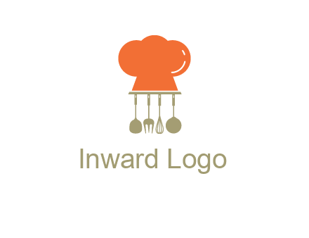 kitchen tools under chef cap logo