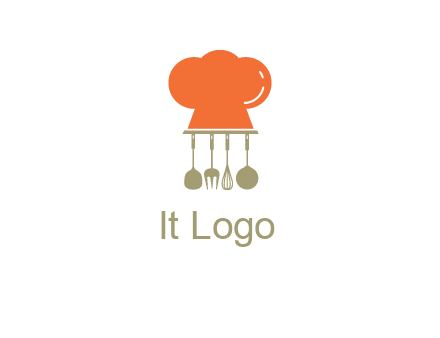 kitchen tools under chef cap logo