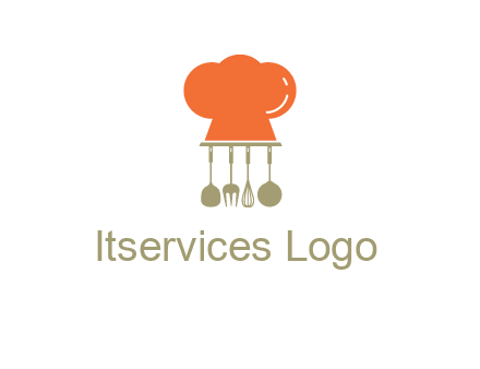 kitchen tools under chef cap logo