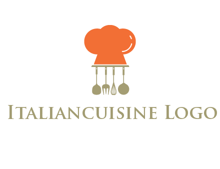 kitchen tools under chef cap logo