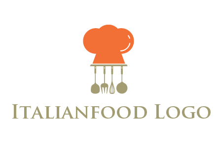 kitchen tools under chef cap logo
