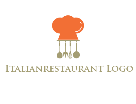 kitchen tools under chef cap logo
