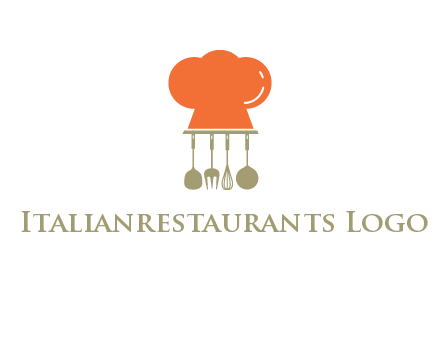 kitchen tools under chef cap logo