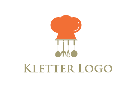 kitchen tools under chef cap logo