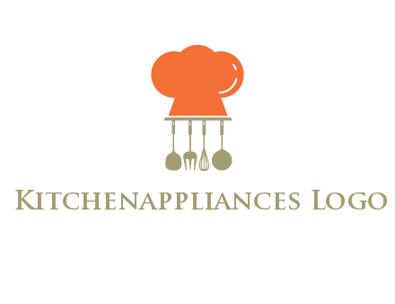 kitchen tools under chef cap logo