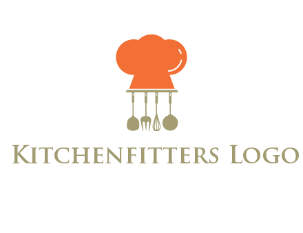 kitchen tools under chef cap logo