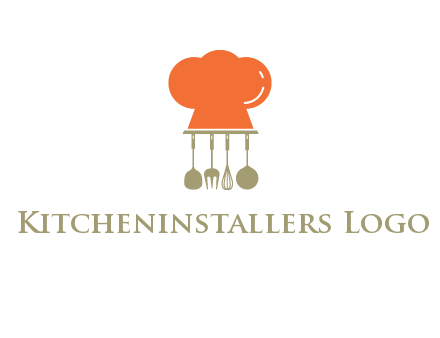 kitchen tools under chef cap logo