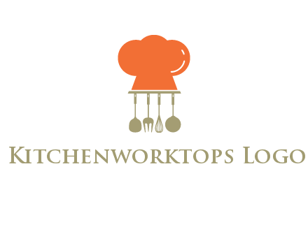 kitchen tools under chef cap logo