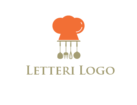 kitchen tools under chef cap logo