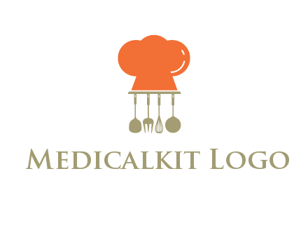 kitchen tools under chef cap logo