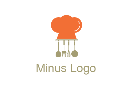 kitchen tools under chef cap logo