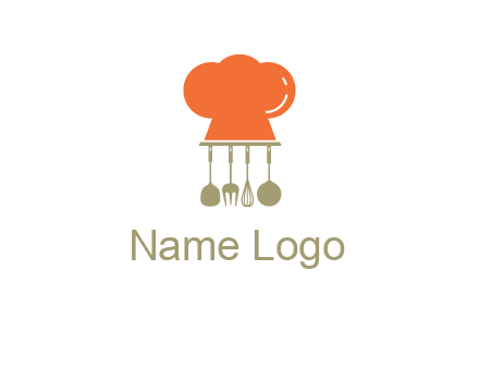 kitchen tools under chef cap logo