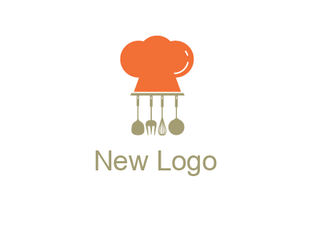kitchen tools under chef cap logo
