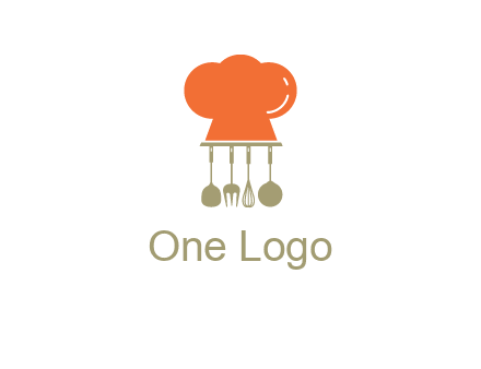 kitchen tools under chef cap logo