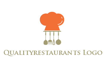 kitchen tools under chef cap logo