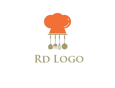 kitchen tools under chef cap logo