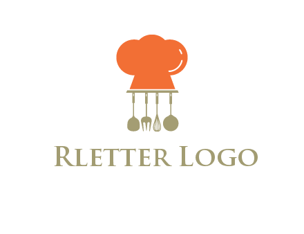 kitchen tools under chef cap logo