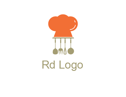 kitchen tools under chef cap logo