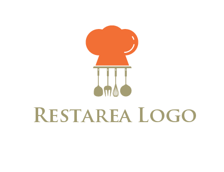 kitchen tools under chef cap logo