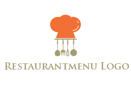 kitchen tools under chef cap logo