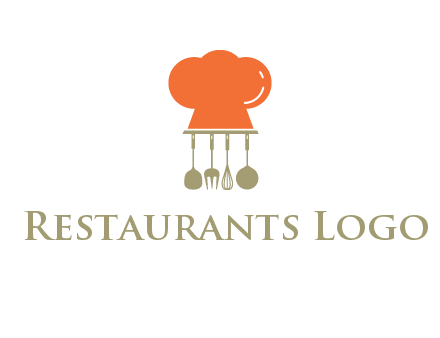 kitchen tools under chef cap logo