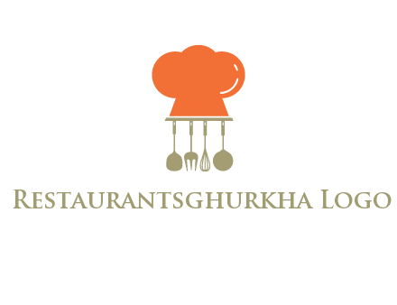 kitchen tools under chef cap logo