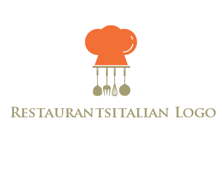 kitchen tools under chef cap logo