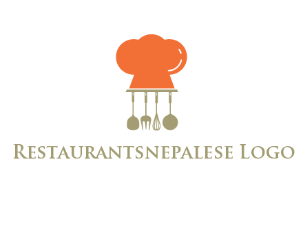 kitchen tools under chef cap logo