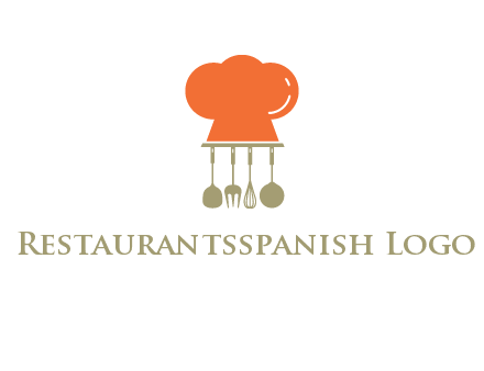 kitchen tools under chef cap logo