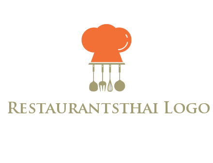 kitchen tools under chef cap logo