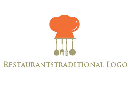 kitchen tools under chef cap logo