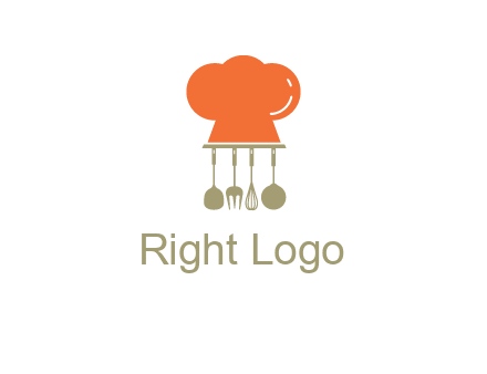 kitchen tools under chef cap logo