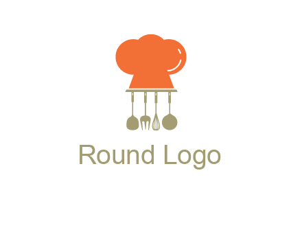 kitchen tools under chef cap logo
