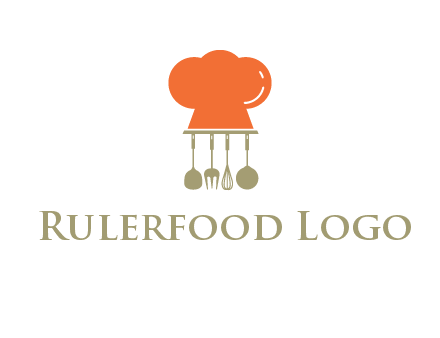 kitchen tools under chef cap logo