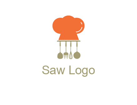 kitchen tools under chef cap logo