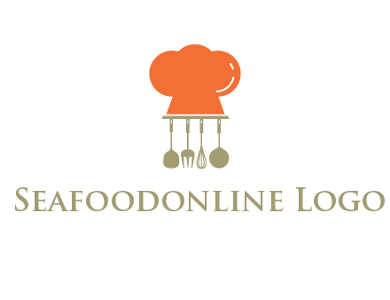 kitchen tools under chef cap logo