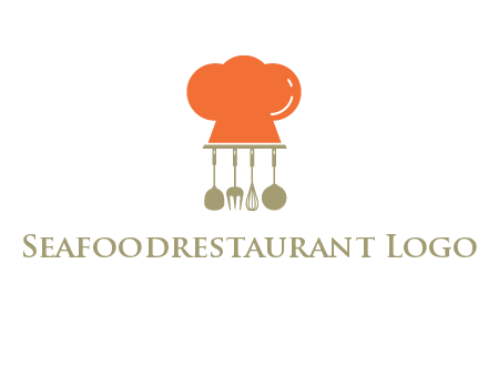 kitchen tools under chef cap logo