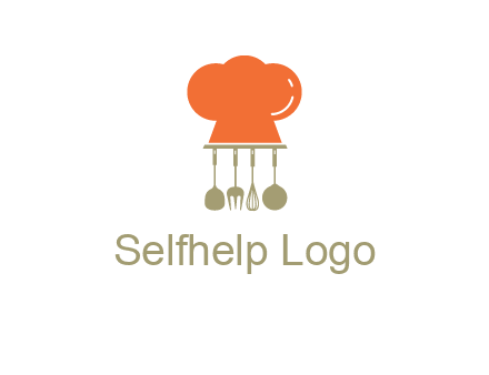 kitchen tools under chef cap logo