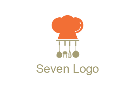 kitchen tools under chef cap logo