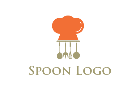 kitchen tools under chef cap logo