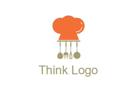 kitchen tools under chef cap logo